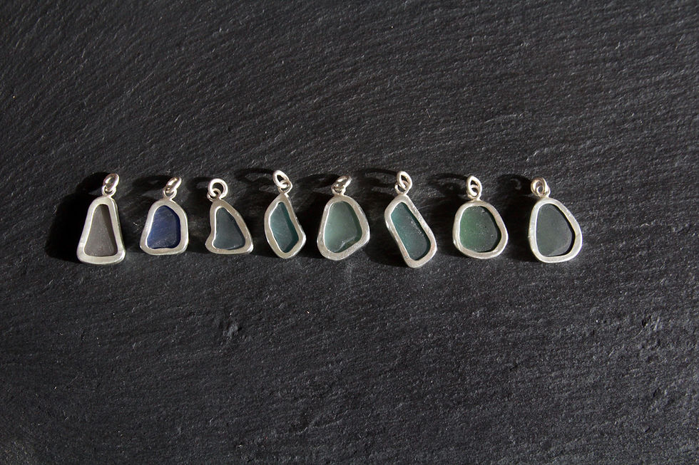 Thumbnail: Dark Green Sea Glass Bezel Necklace