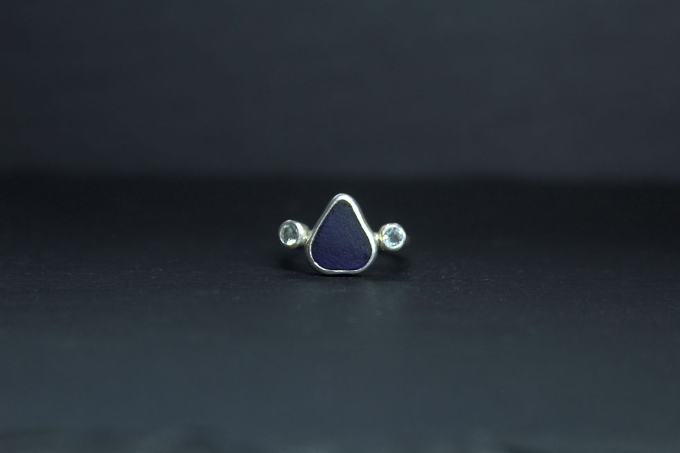 Thumbnail: Sea Glass and Aquamarine Ring