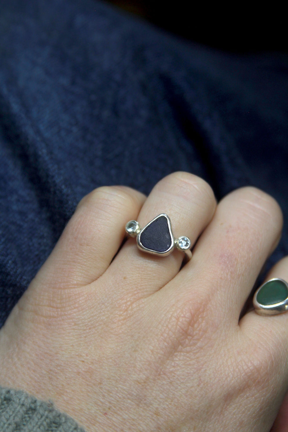 Thumbnail: Sea Glass and Aquamarine Ring