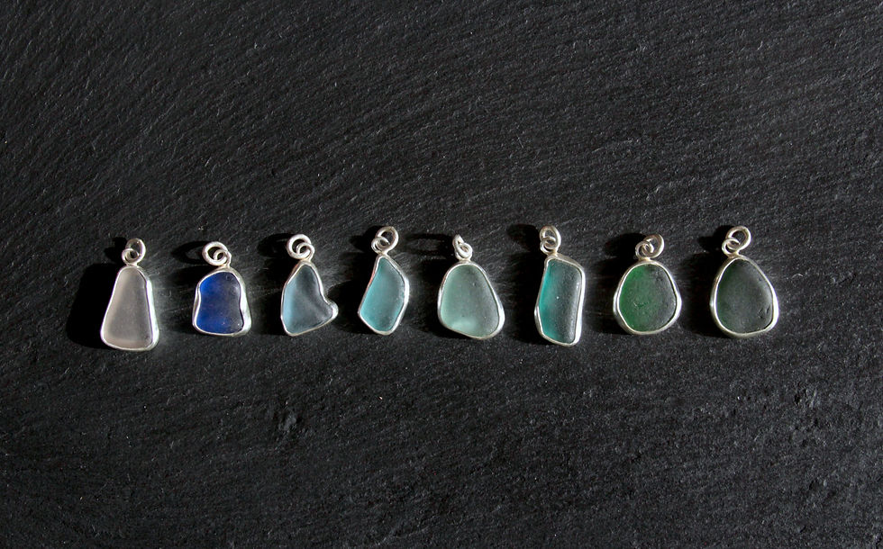Thumbnail: Dark Green Sea Glass Bezel Necklace
