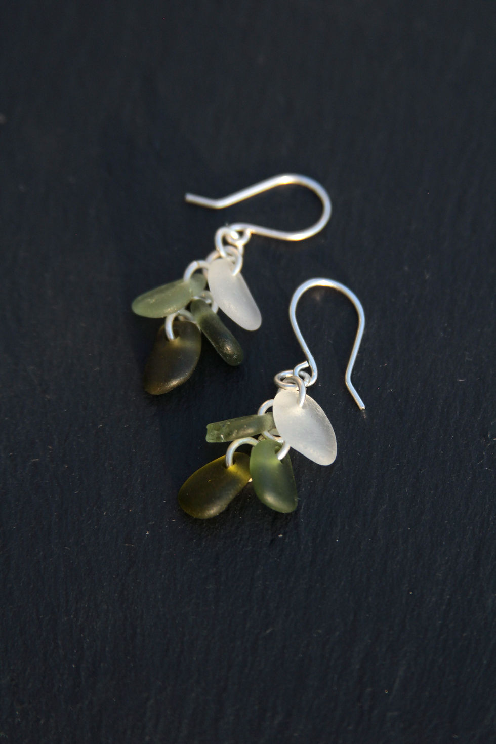 Thumbnail: Olive Green Tonal Shoreline Earrings