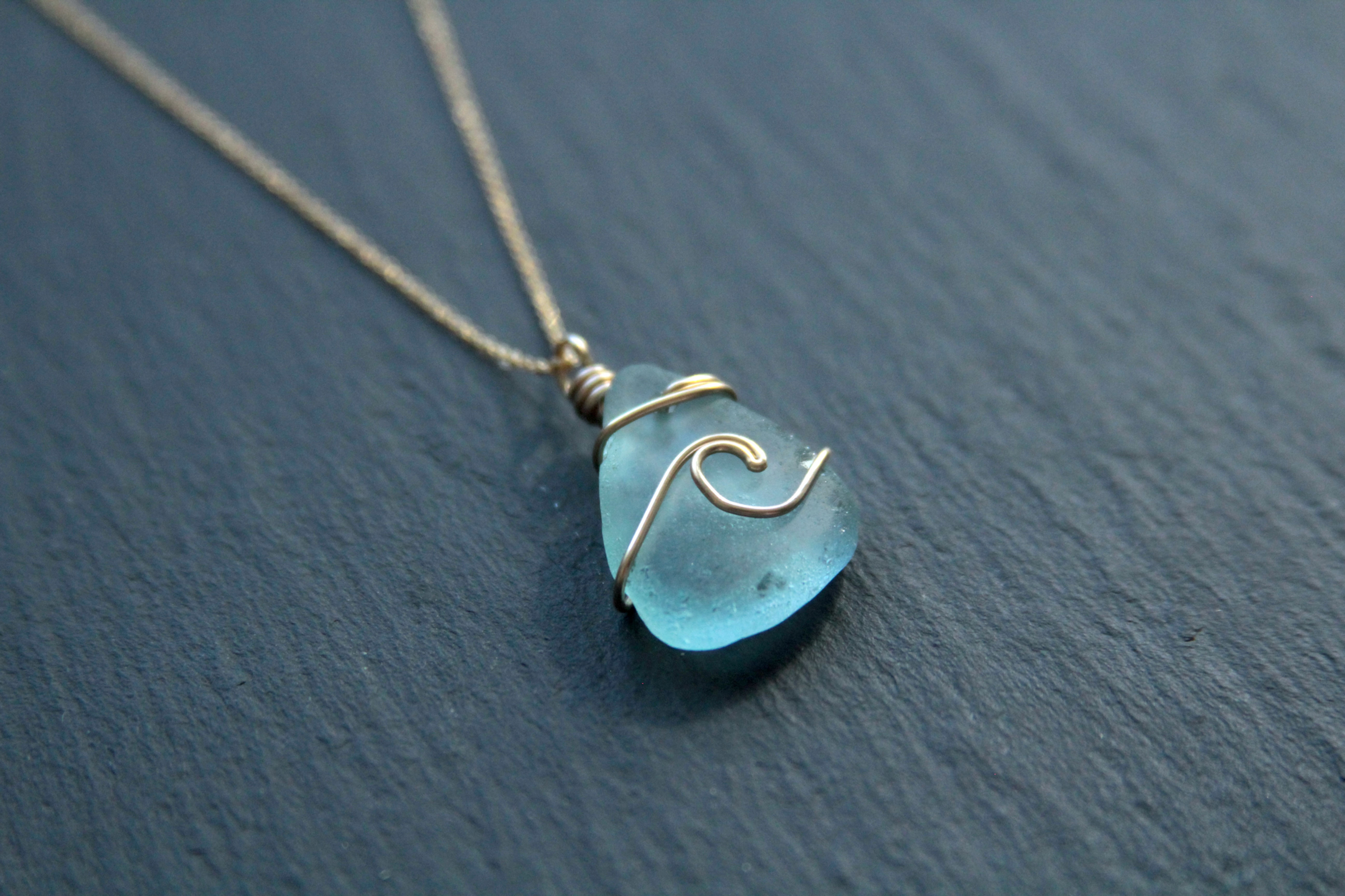 Gold Filled Iceberg Blue Signature Wave Necklace
