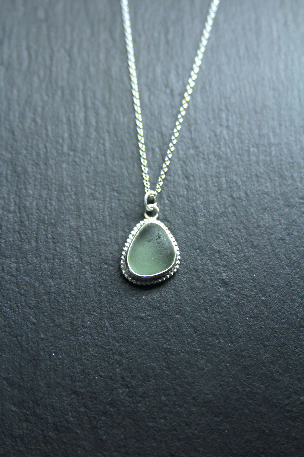 Thumbnail: Light Green Beaded Bezel Necklace