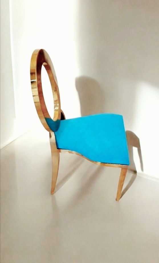 Thumbnail: Gold Olivia Dining Chair-Caribbean Blue Breeze (call for pricing)