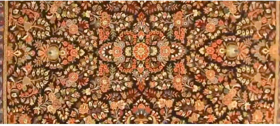 Close-up view of a handwoven premium designer carpet with intricate patterns