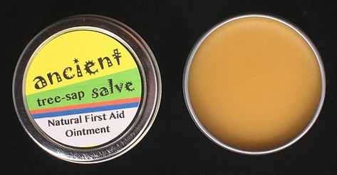 Open tin of Ancient Tree-sap Salve