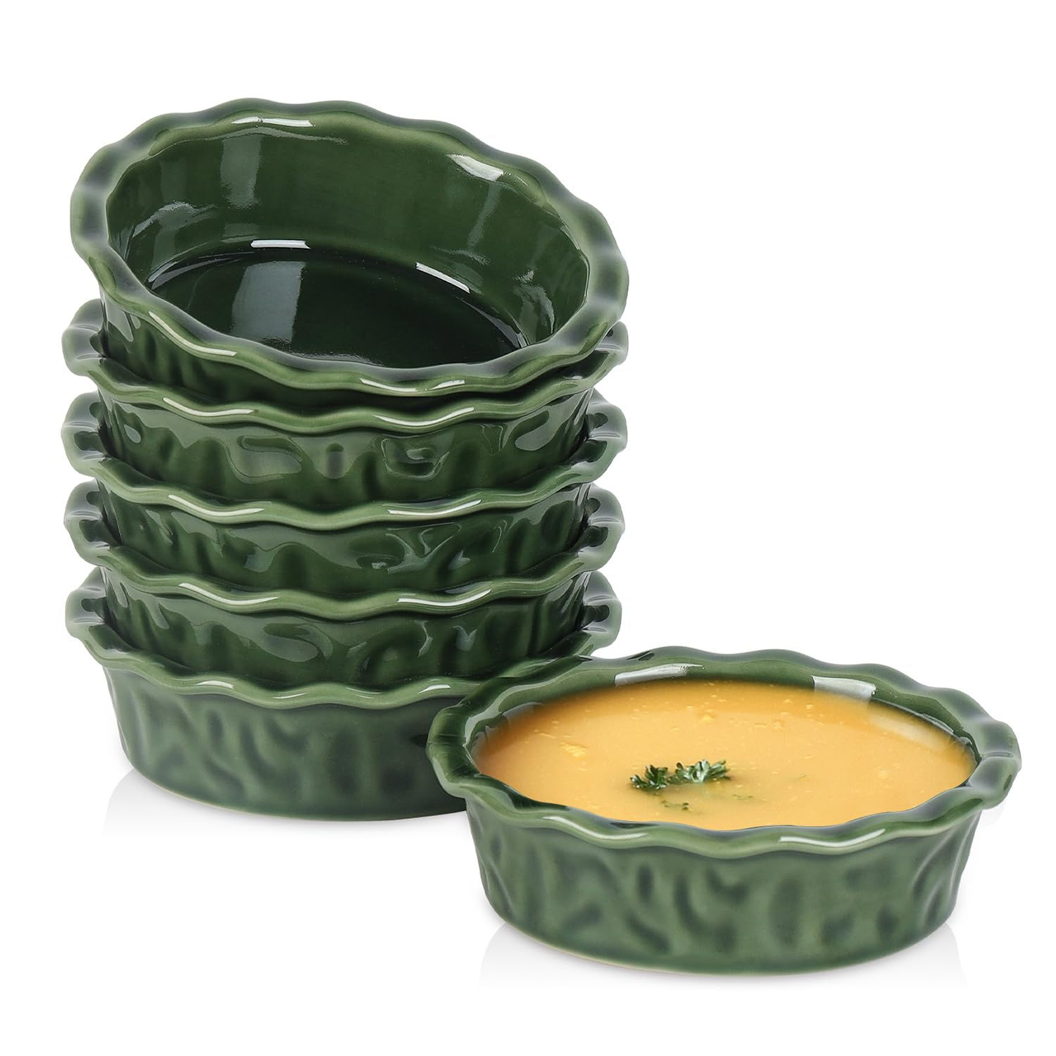vicrays Ceramic Pie Pan for Baking - 5.5 inch Small Pie Plates Deep Dish Round P