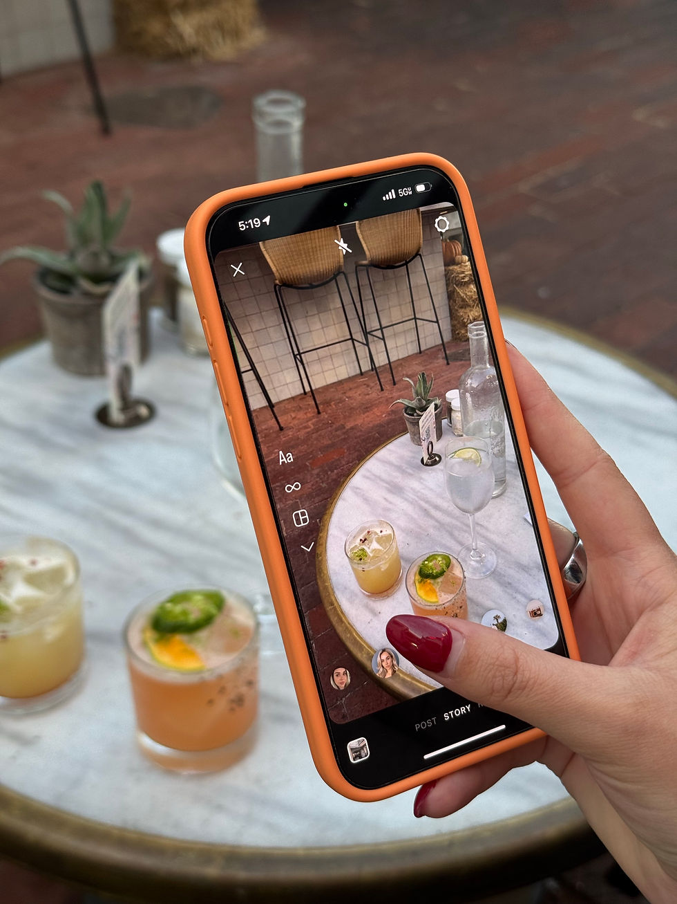 Iphone taking a photo of cute drinks