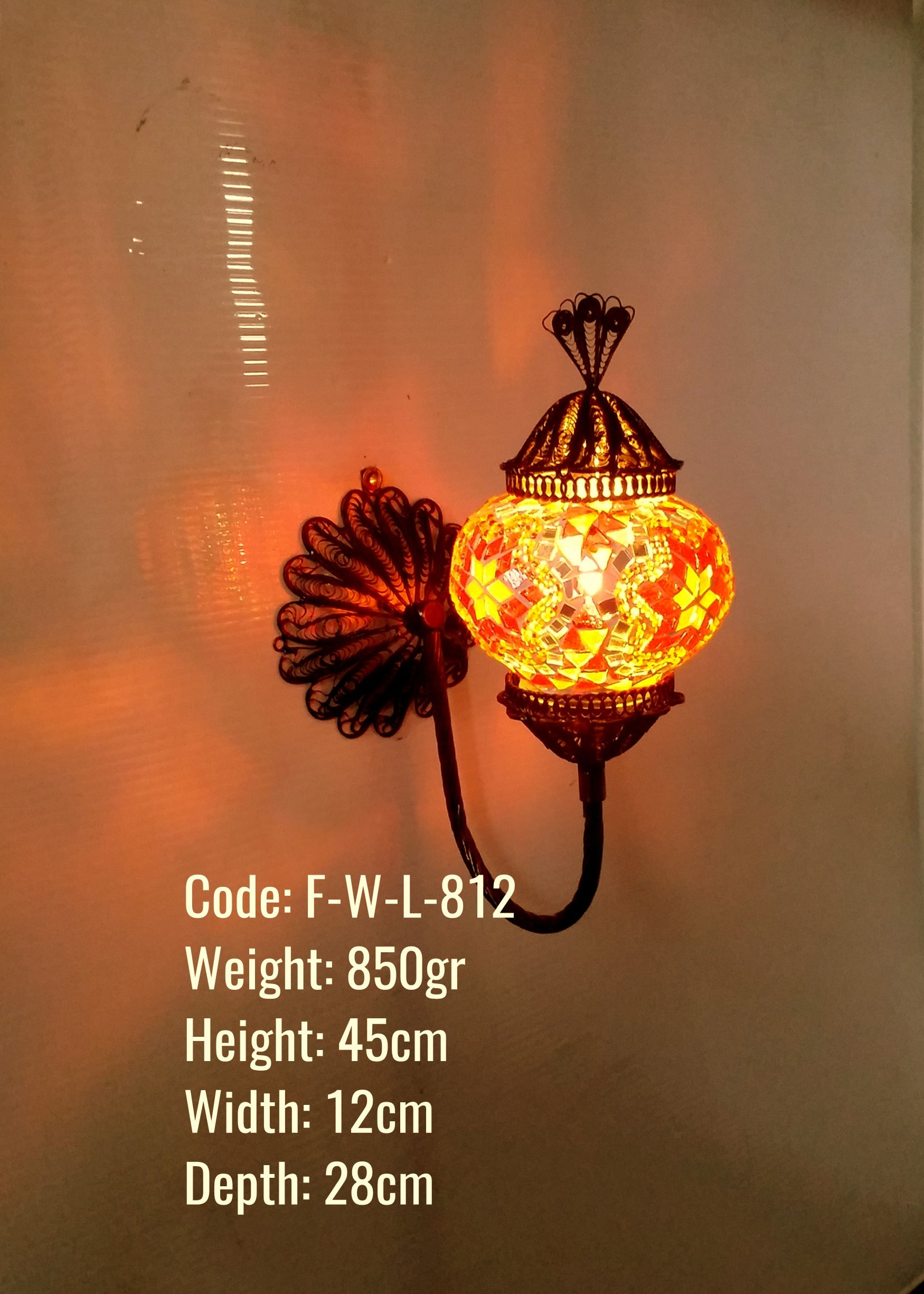 LÁMPARA ESCONCE FILIGRANA COBRE MOSAICO