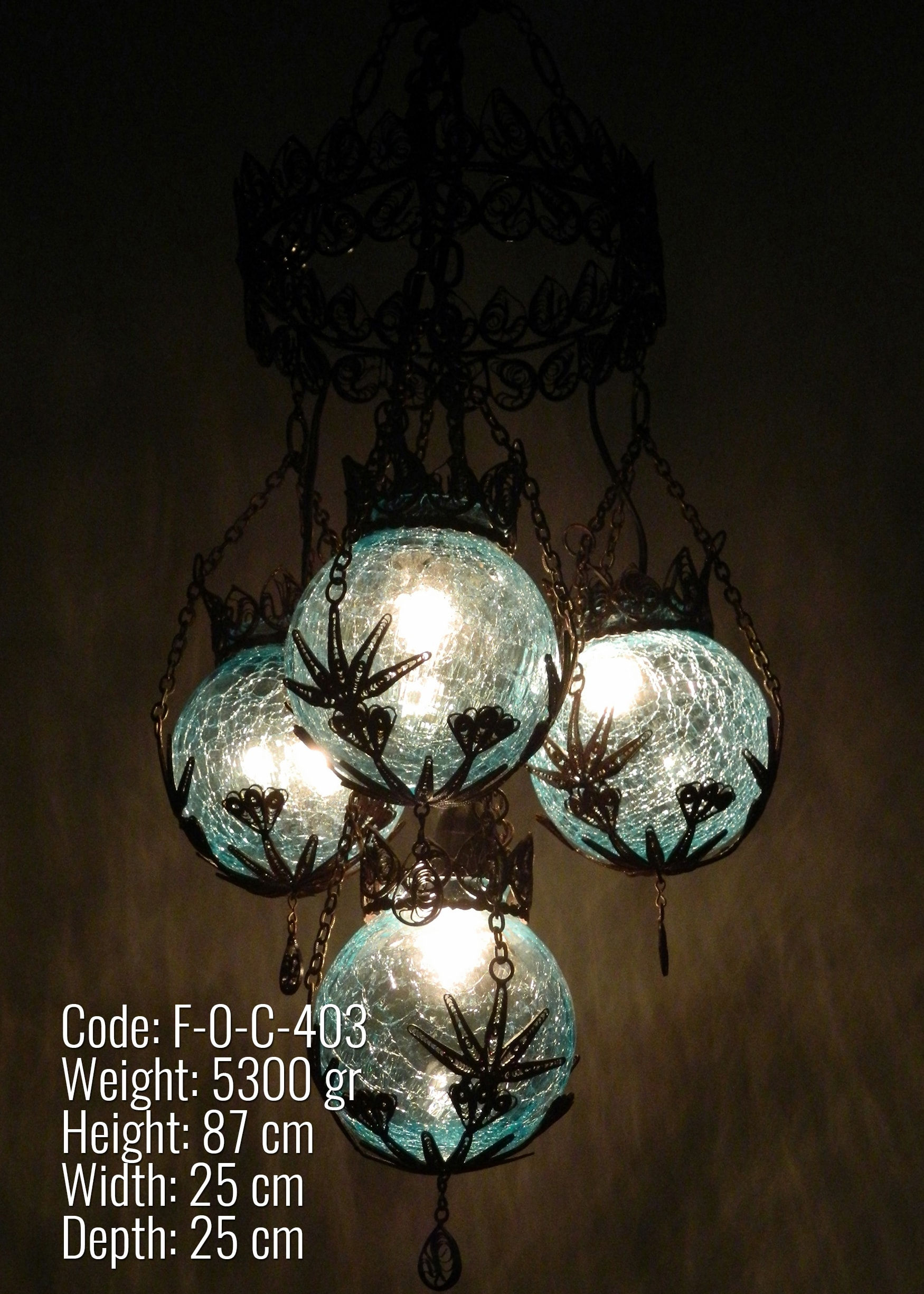 OTTOMAN COPPER FILIGREE CHANDELIER