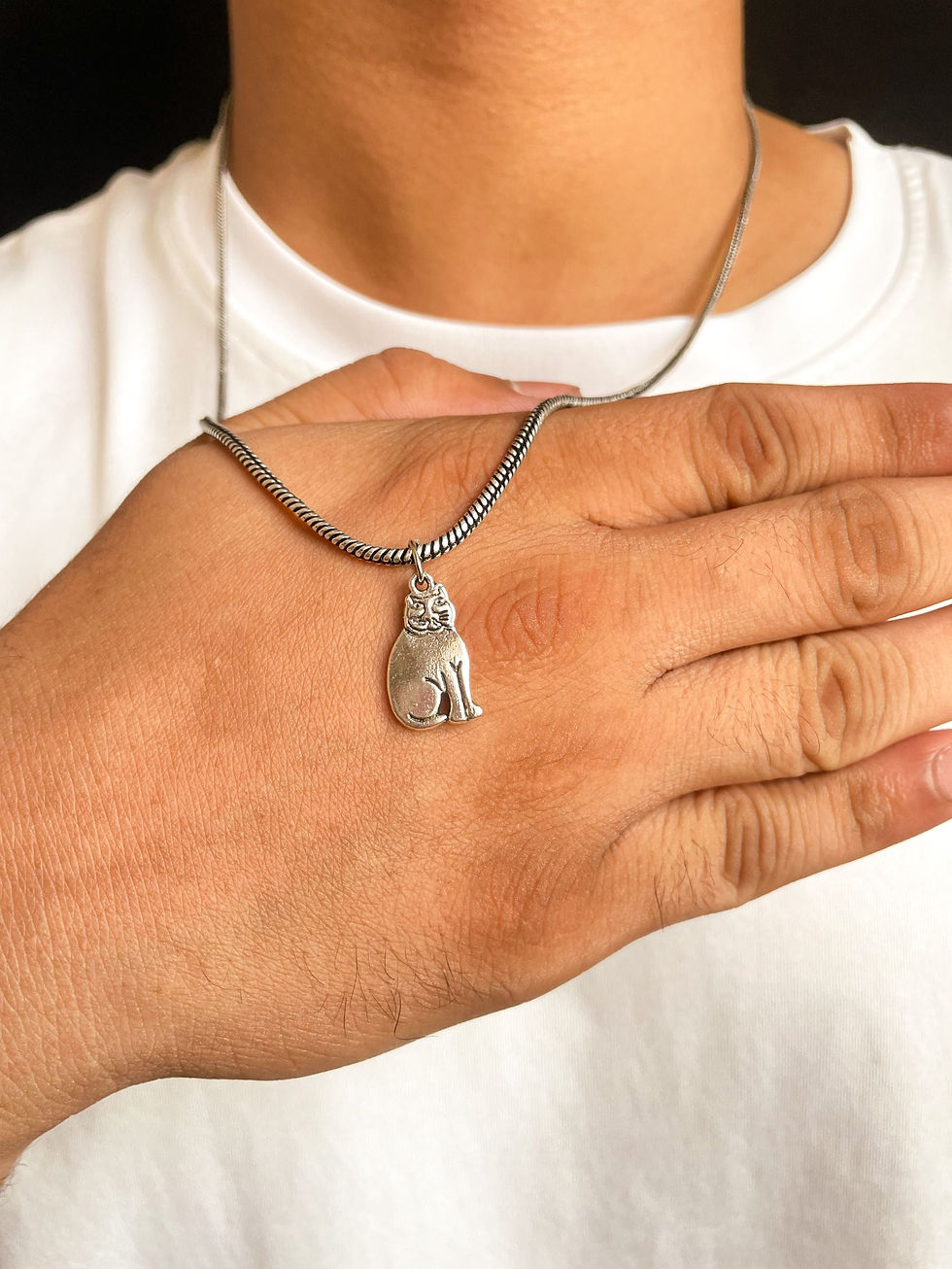 Thumbnail: Cool Cat Pendant With Round Link Chain