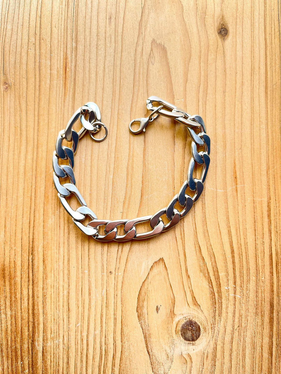 Thumbnail: Thick Adjustable Silver Stainless Steel Bracelet | Waterproof