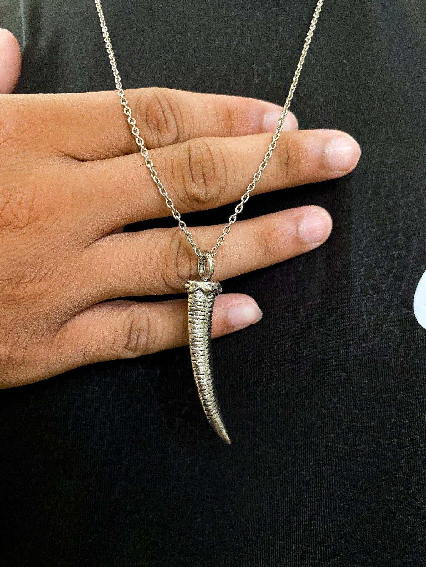 Silver Goth Dagger Pendant With Chain
