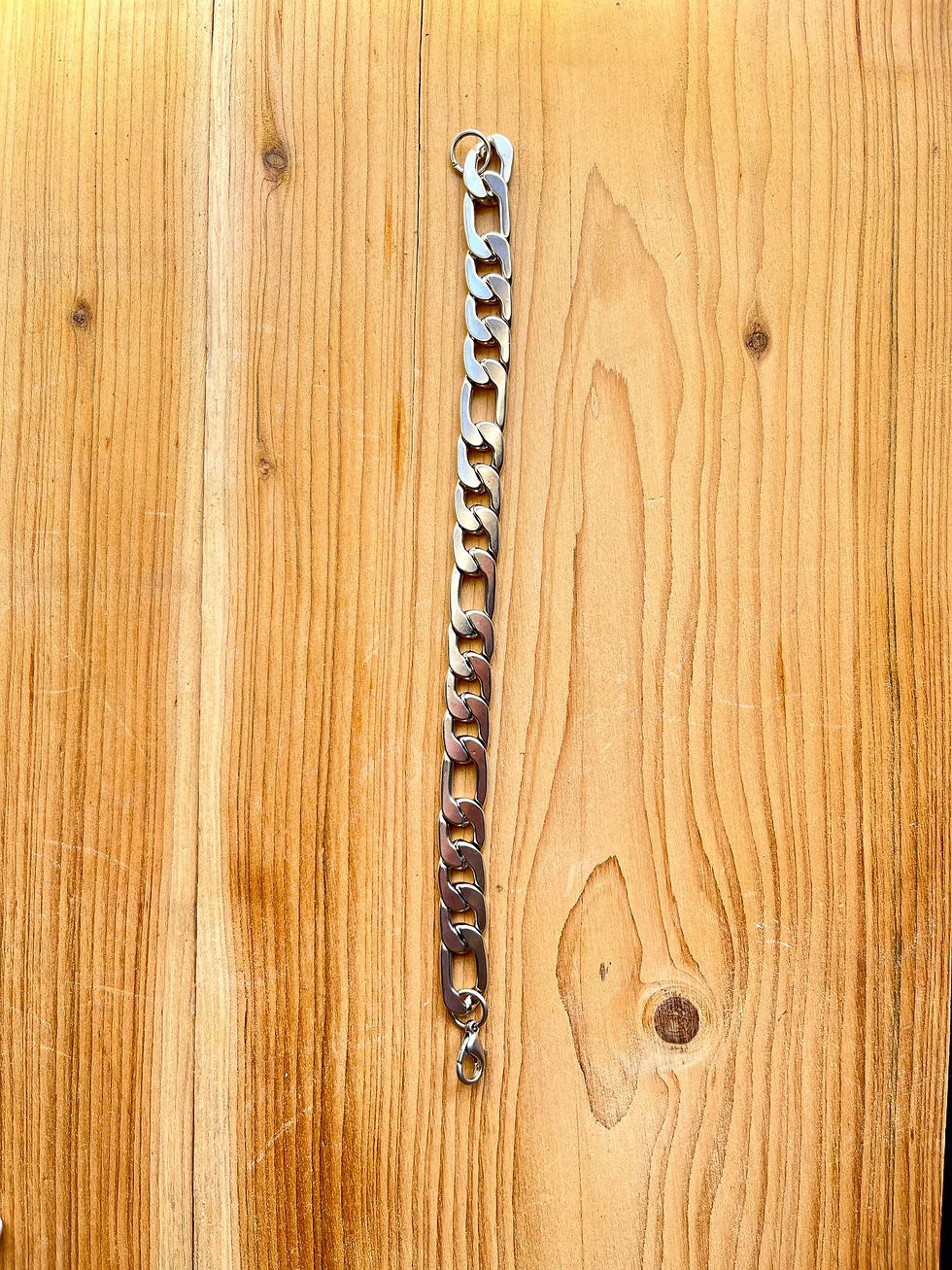 Thumbnail: Thick Adjustable Silver Stainless Steel Bracelet | Waterproof