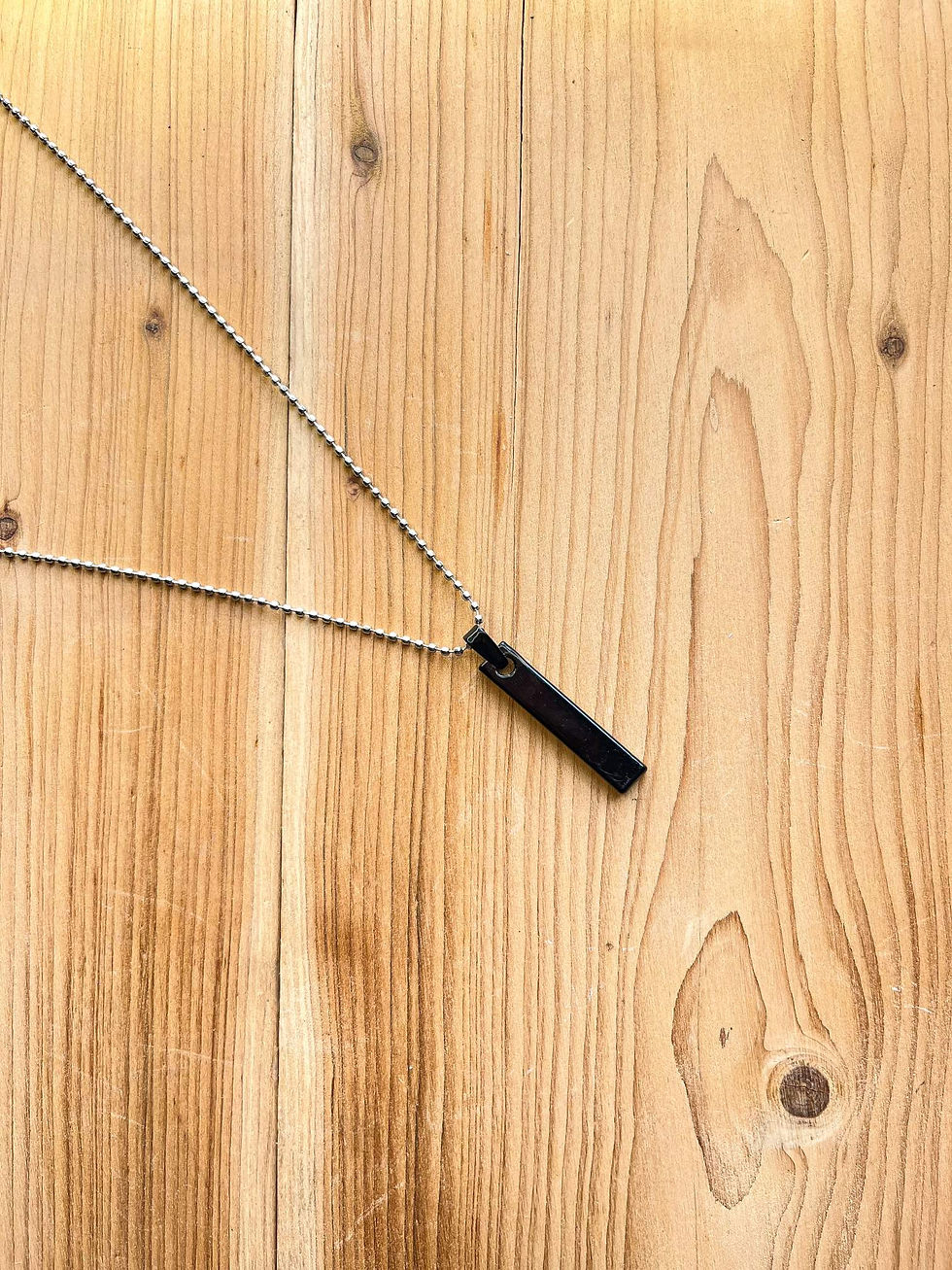 Thumbnail: Bar Pendant With Ball Chain For Men: Silver With Black