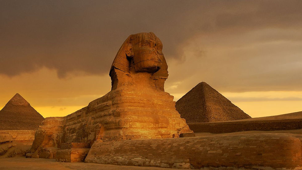 The ancient Egyptians built the Sphinx and Pyramids of Giza between 2600 BC and 2400 BC.