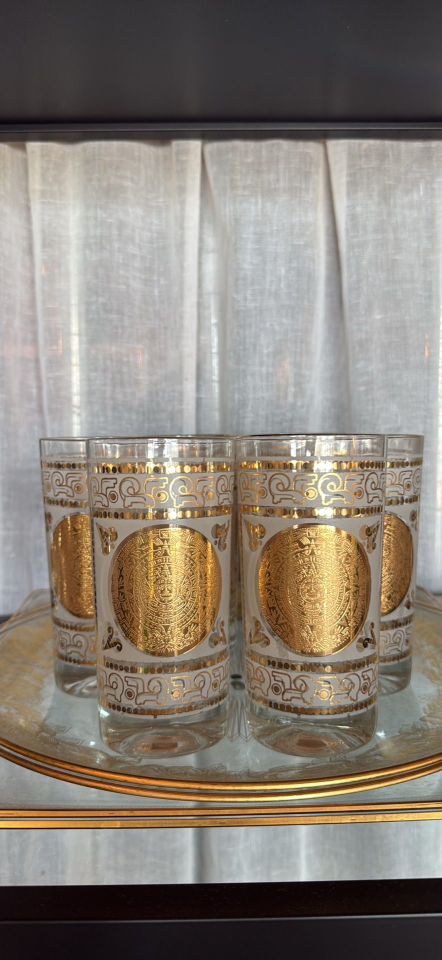Vintage Gold Aztec / Hollywood Regency Highball Glasses – Set of 6Vintage Gold A