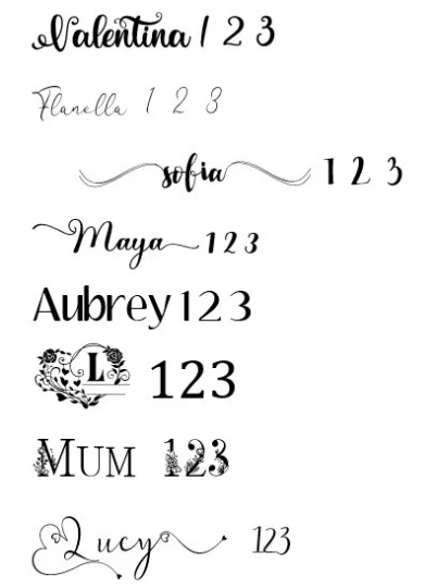 Thumbnail: Flanella, Sofia, Maya, Aubrey, Mum, and 123 numbers in various fonts.