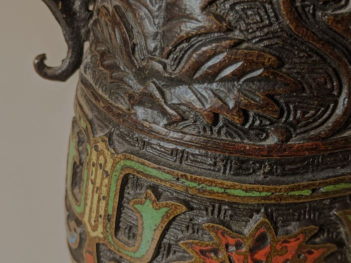 Thumbnail: Bronze champlevé vases (1900)