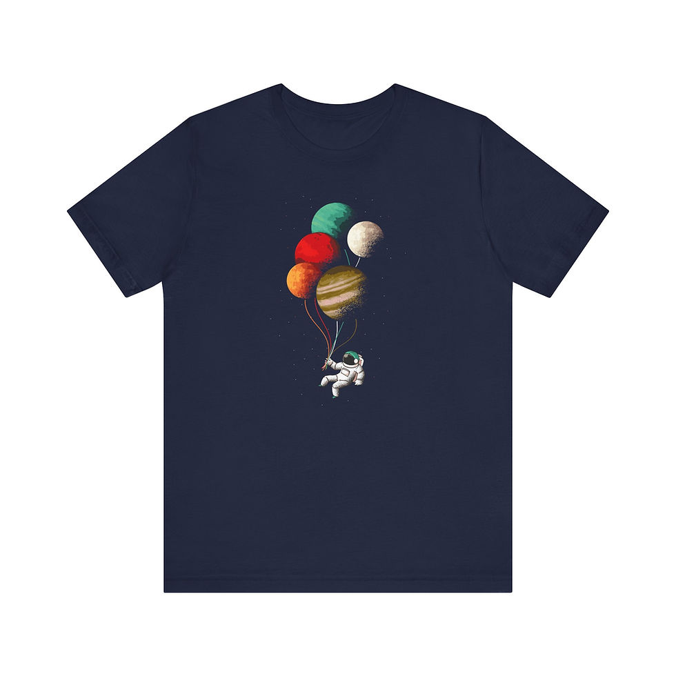 Thumbnail: Astronaut Balloons Unisex Graphic T-Shirt. Perfect blend of comfort and design for space enthusiasts! Shop online and buy now