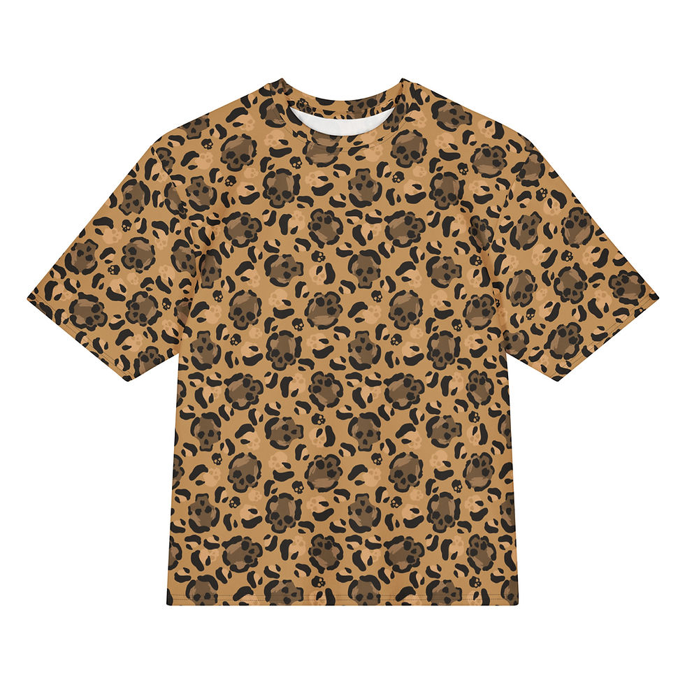 Buy Skulls and Bones Leopard Print Graphic T-Shirt. Unique, bold, and trendy—get yours today for a standout look!