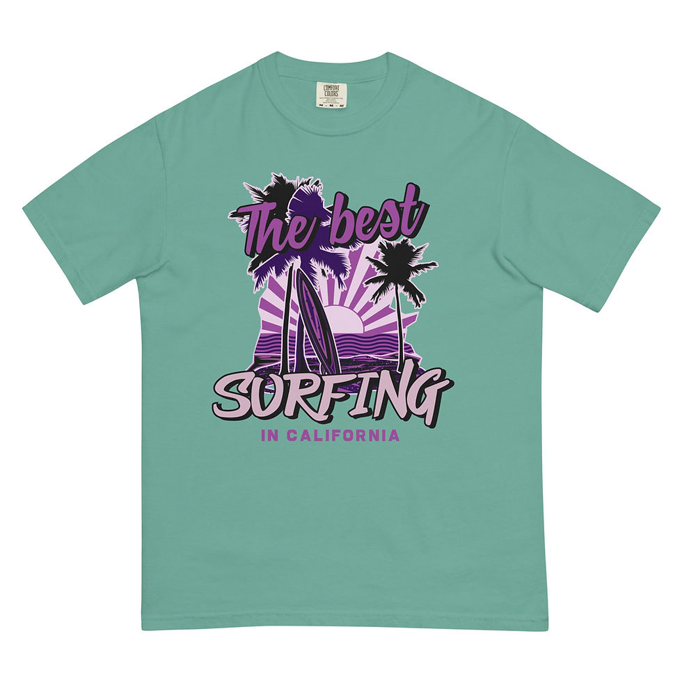 Thumbnail: Shop the Surfboard Standing on the Beach with Palms Sunset T-Shirt for a laid-back vibe. Perfect beach style for surf lovers