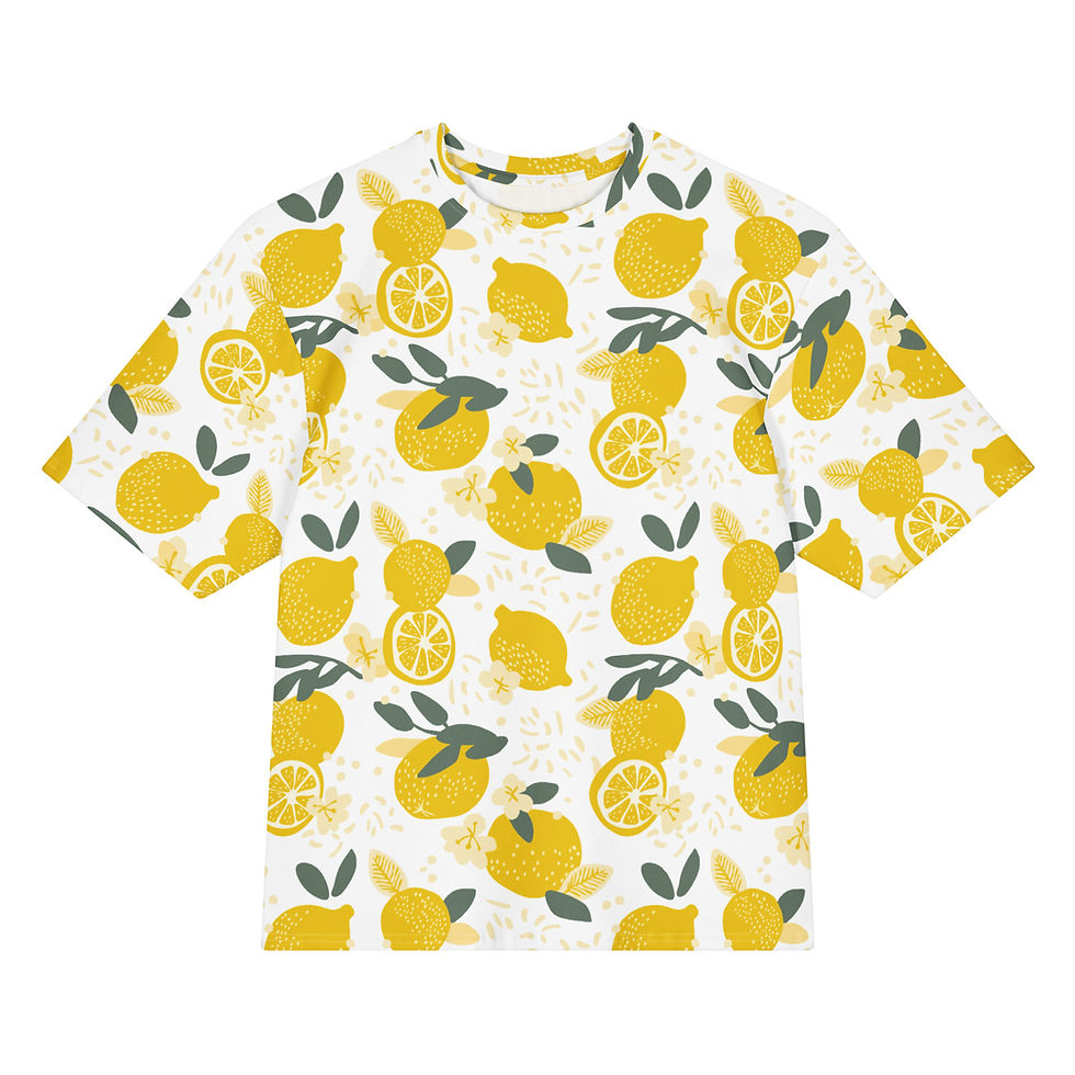 Thumbnail: Buy Summer Lemons and Flowers Oversized T-Shirt Soft fabric unique design—your go-to choice for cool comfort all season long!