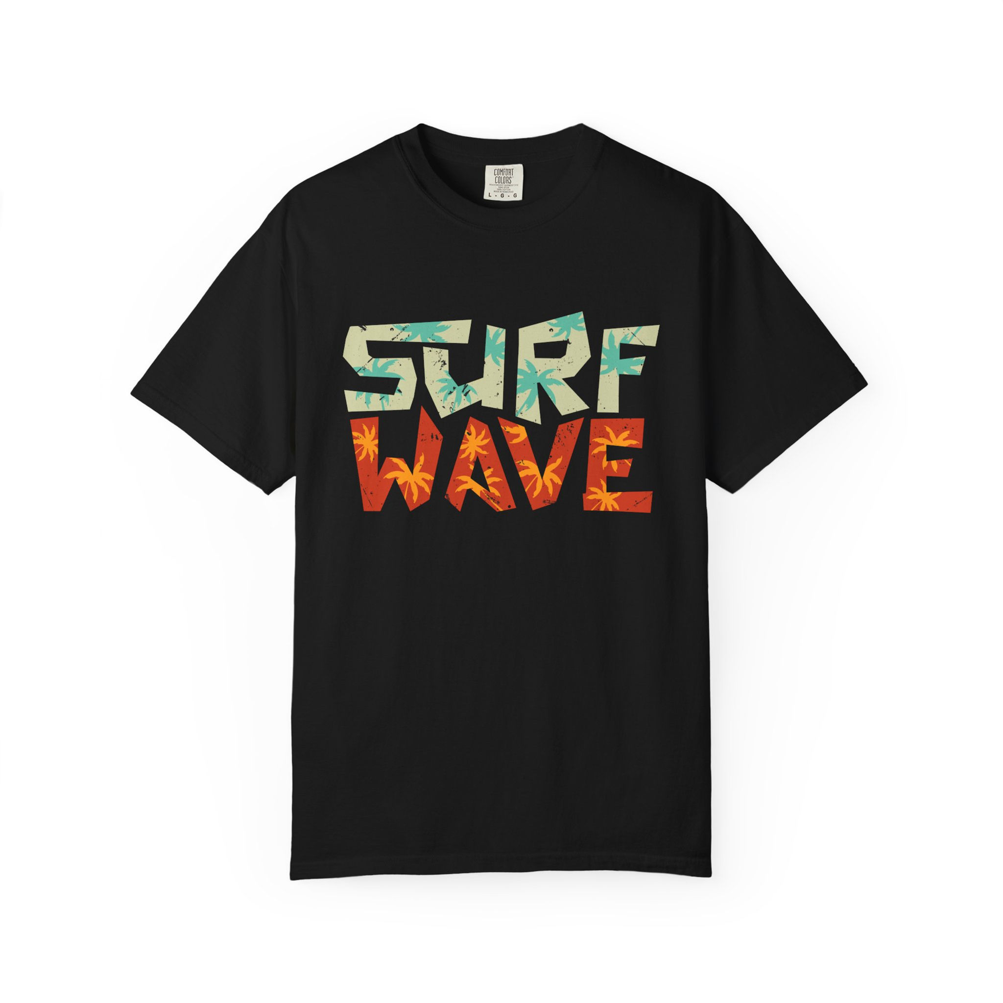 Buy Surf Wave Lettering Typography Graphic T-Shirt Casual Wear, blending beach vibes, standout lettering, and casual comfort.
