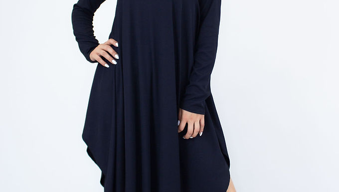 Asymmetric Long Sleeve Maxi Dress