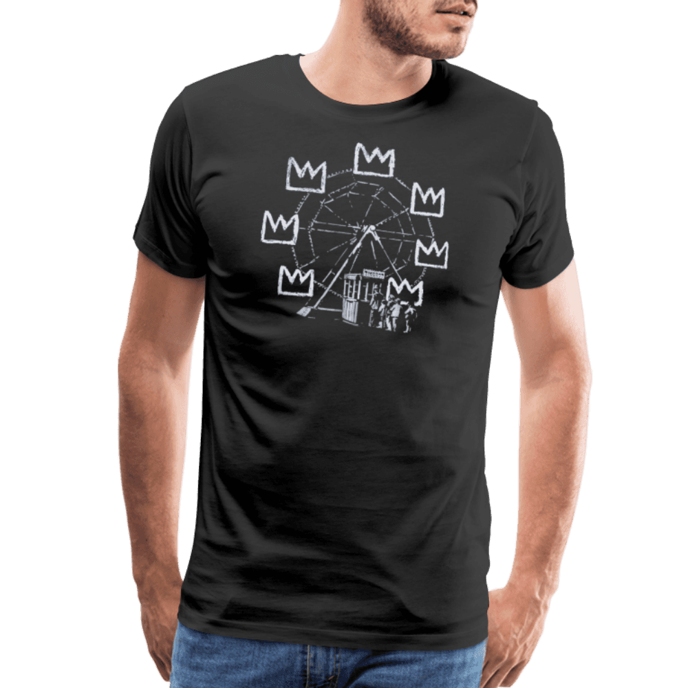 Shop Banksy Ferris Wheel T-Shirt and showcase your love for street art. Shop now and add this unique design to your wardrobe.