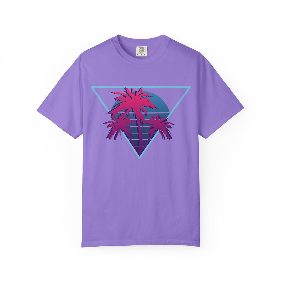 Thumbnail: Beautiful Neon Palm Trees Vaporwave Tee Shirt. Stand out with our Beautiful Neon Palm Trees Vaporwave Tee Shirt. Shop Online!