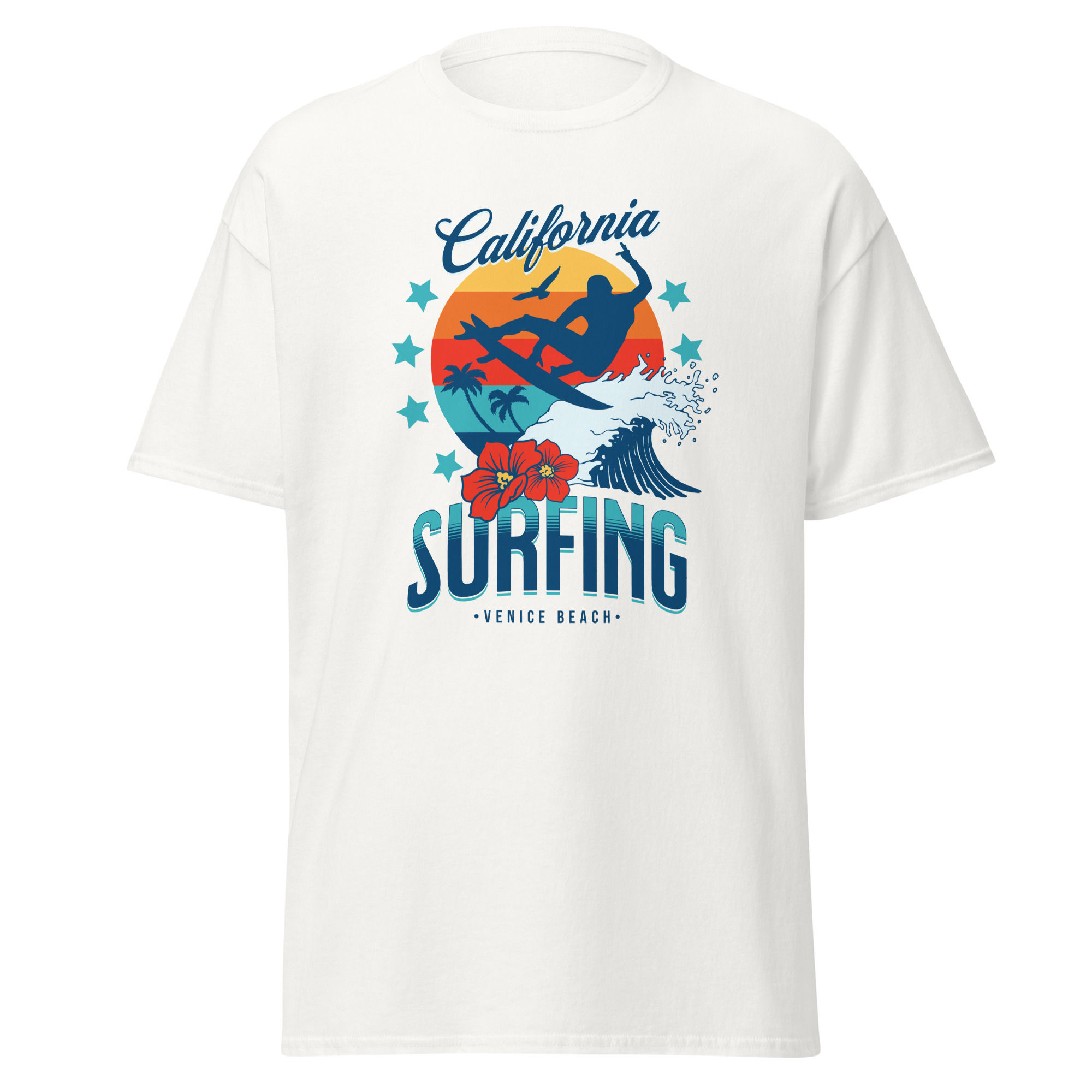 Buy online California Surfing Palm Beach T-Shirt. Shop trendy, comfortable tees perfect for any beach lover!