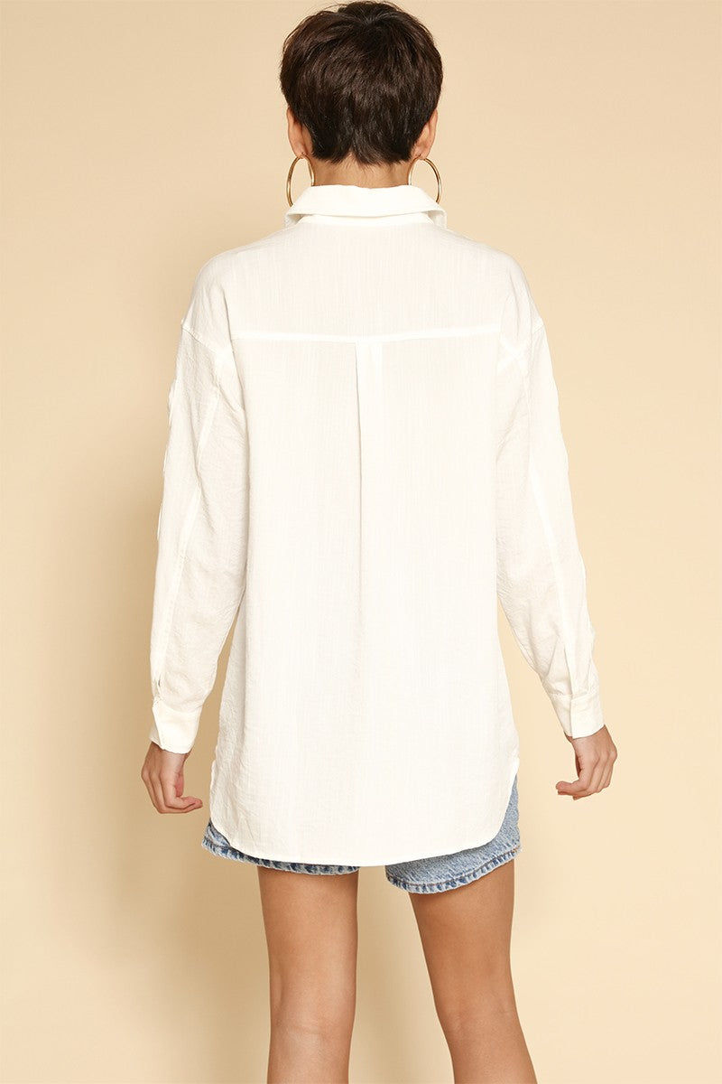 Buy Women’s Bow Sleeve Button Down Blouse Cute Statement Shirt for Sale Online!