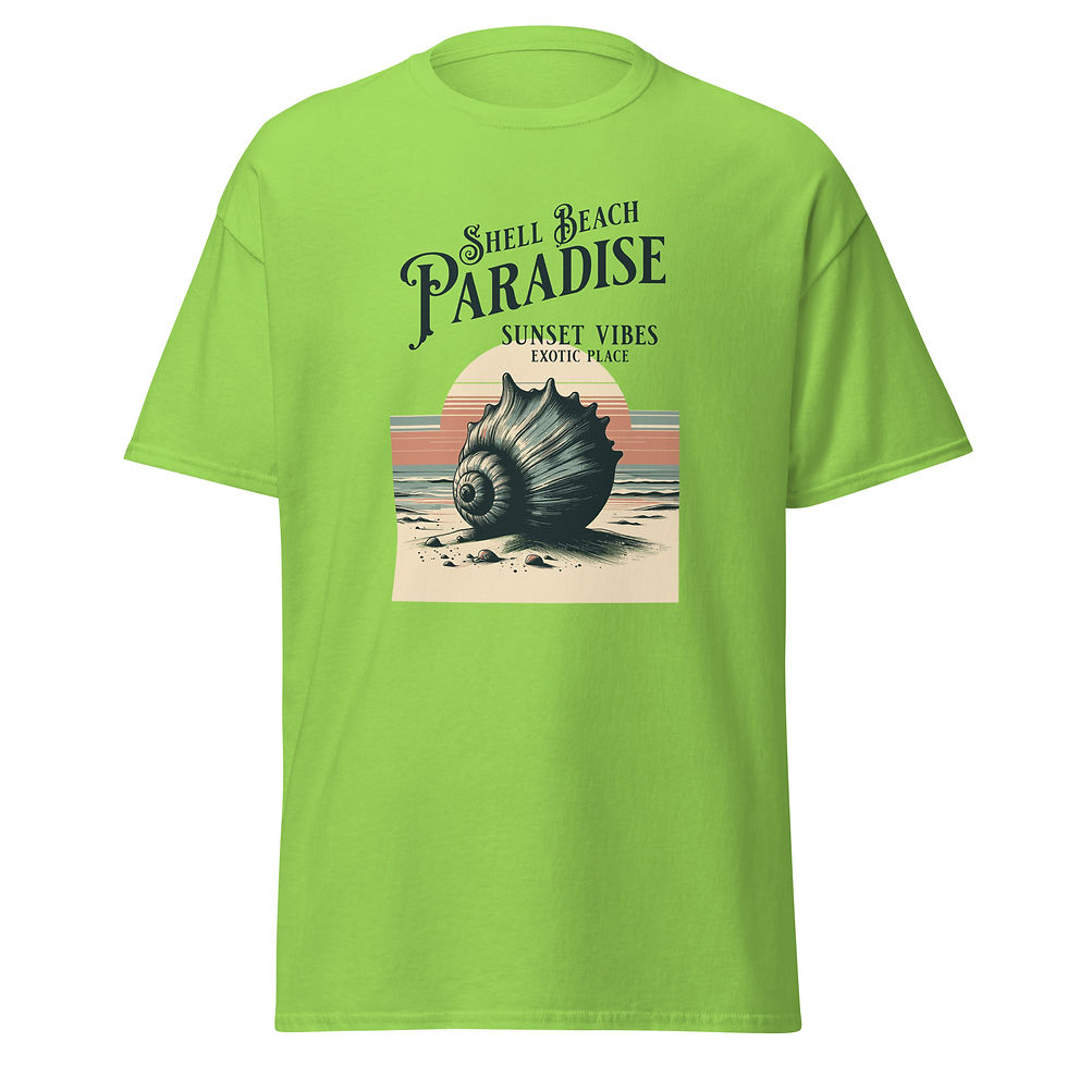 Thumbnail: Buy online Paradise Shell Beach Sunset Vibes T-Shirt. Perfect for beach lovers looking for vibrant, laid-back fashion!