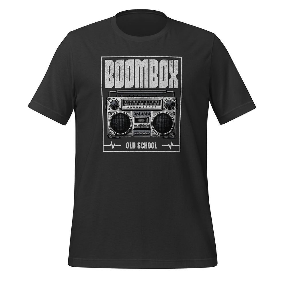 Thumbnail: Show off your retro style with the Boombox Radio Old School T-Shirt. Perfect for music lovers who appreciate vintage vibes!
