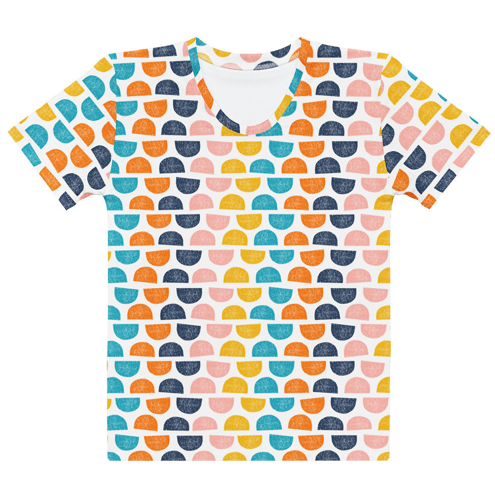 Buy online Vibrant Textured Shapes Women's Crew Neck T-Shirt. Eye-catching design and all-day comfort in every wear!