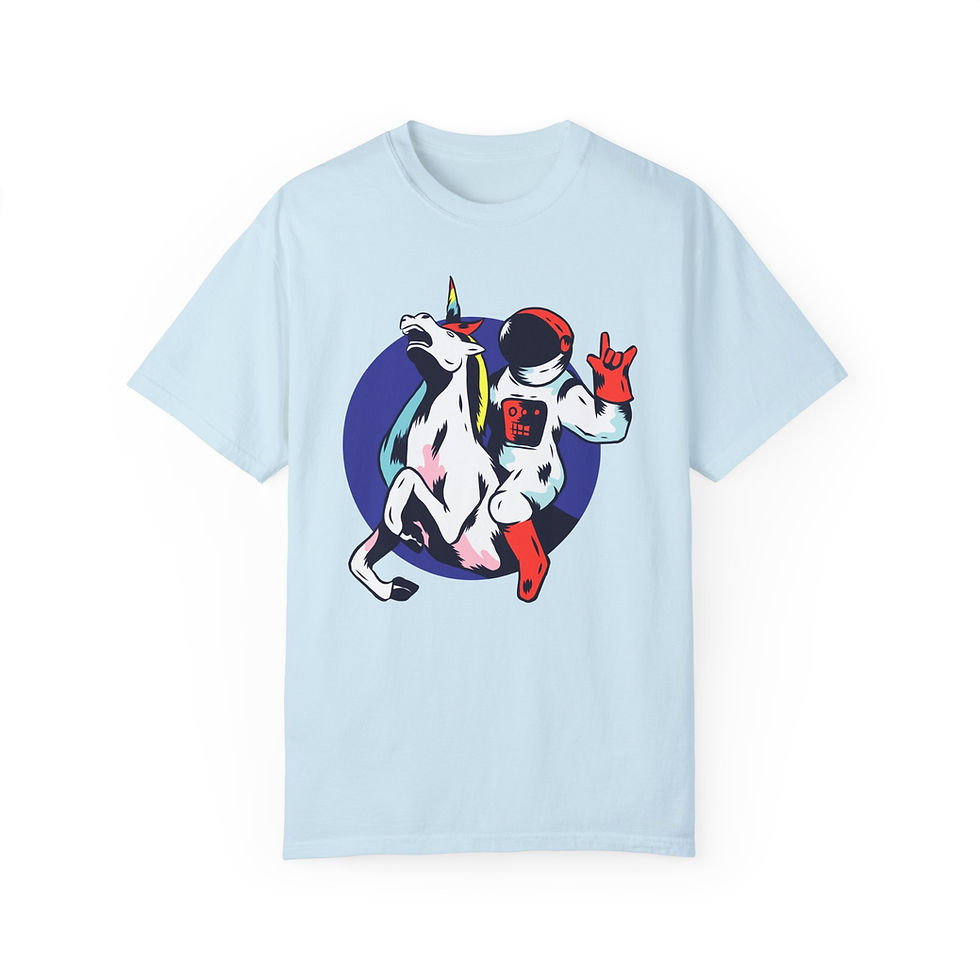Thumbnail: Cosmic Unicorn Tee: Shop Cool Graphic Shirt Online! Love unicorns & astronauts? You'll adore this cosmic graphic tee!