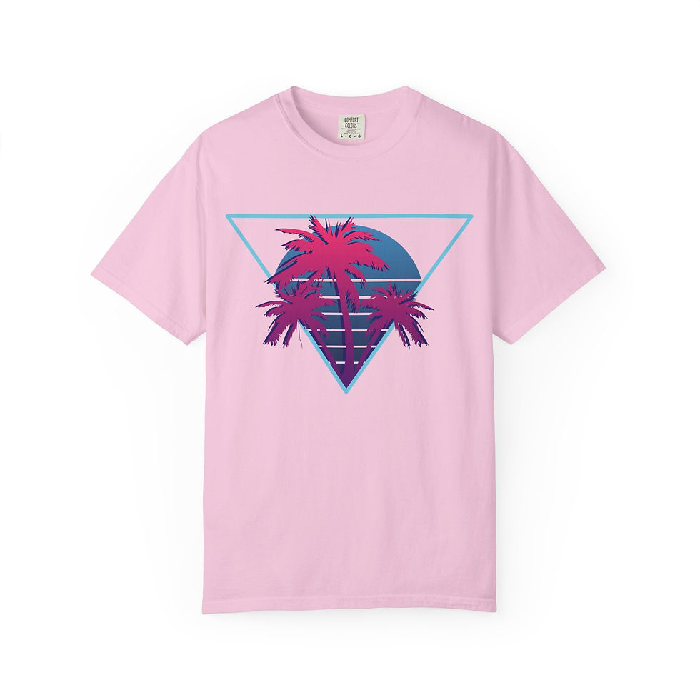 Thumbnail: Beautiful Neon Palm Trees Vaporwave Tee Shirt. Stand out with our Beautiful Neon Palm Trees Vaporwave Tee Shirt. Shop Online!