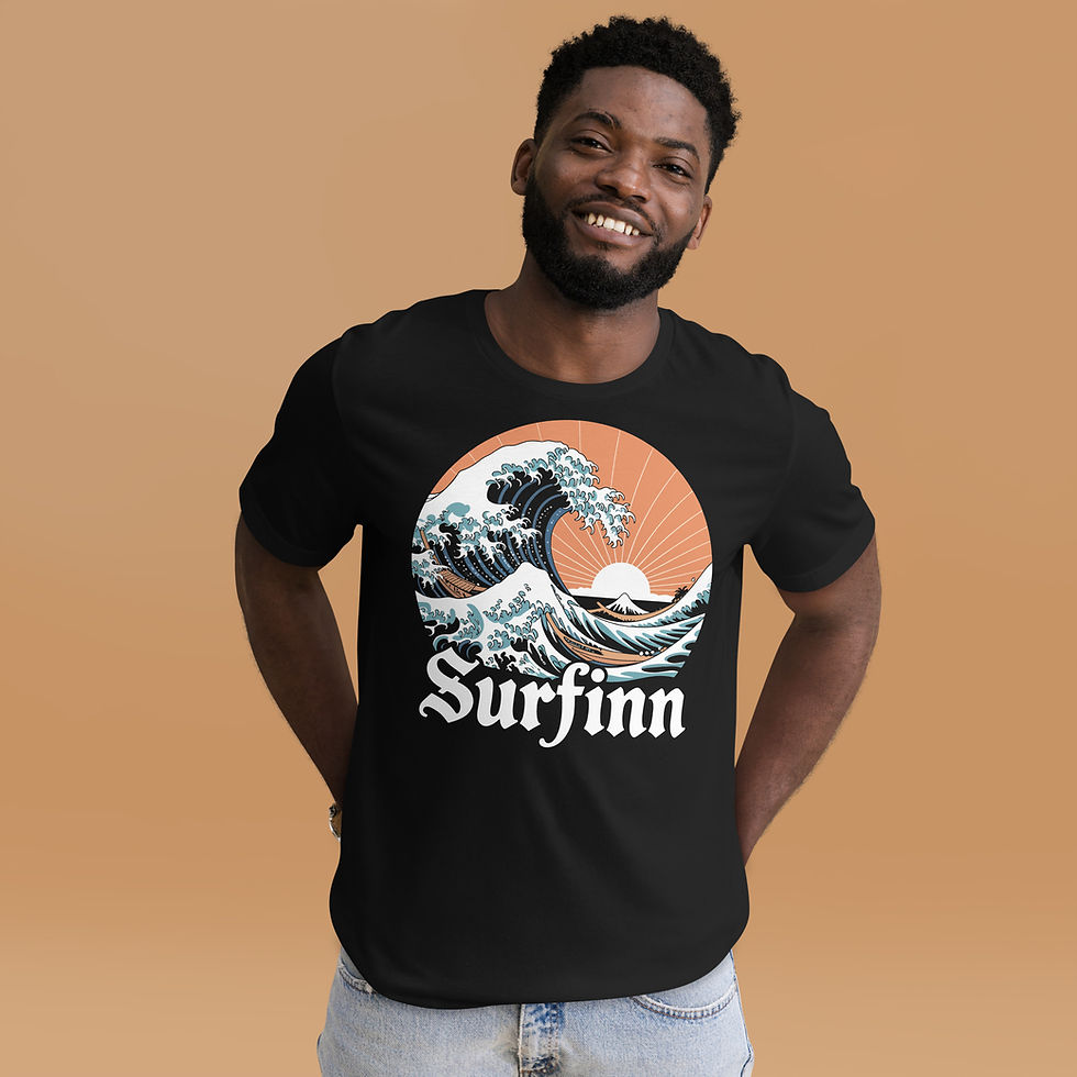 Thumbnail: Ride the waves in style with our Surfing Japanese Waves Sunset Graphic T-Shirt. Perfect ocean lovers and fans of unique art!