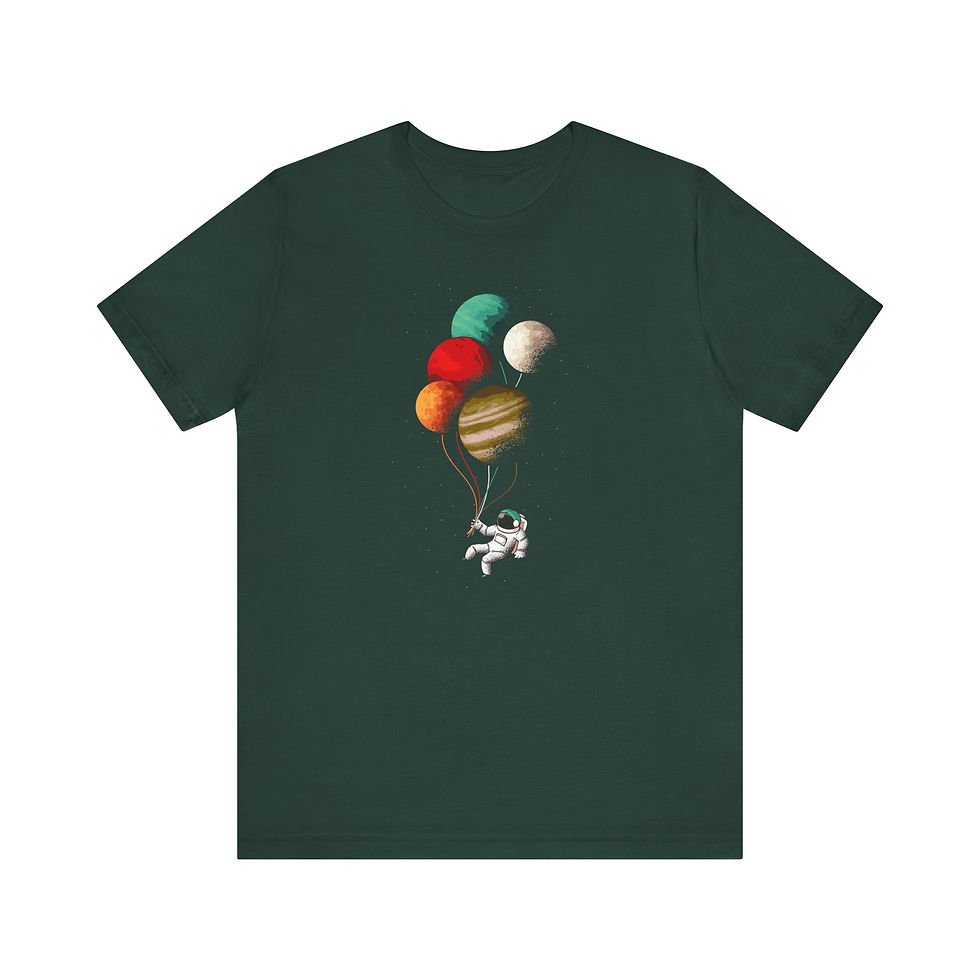 Thumbnail: Astronaut Balloons Unisex Graphic T-Shirt. Perfect blend of comfort and design for space enthusiasts! Shop online and buy now