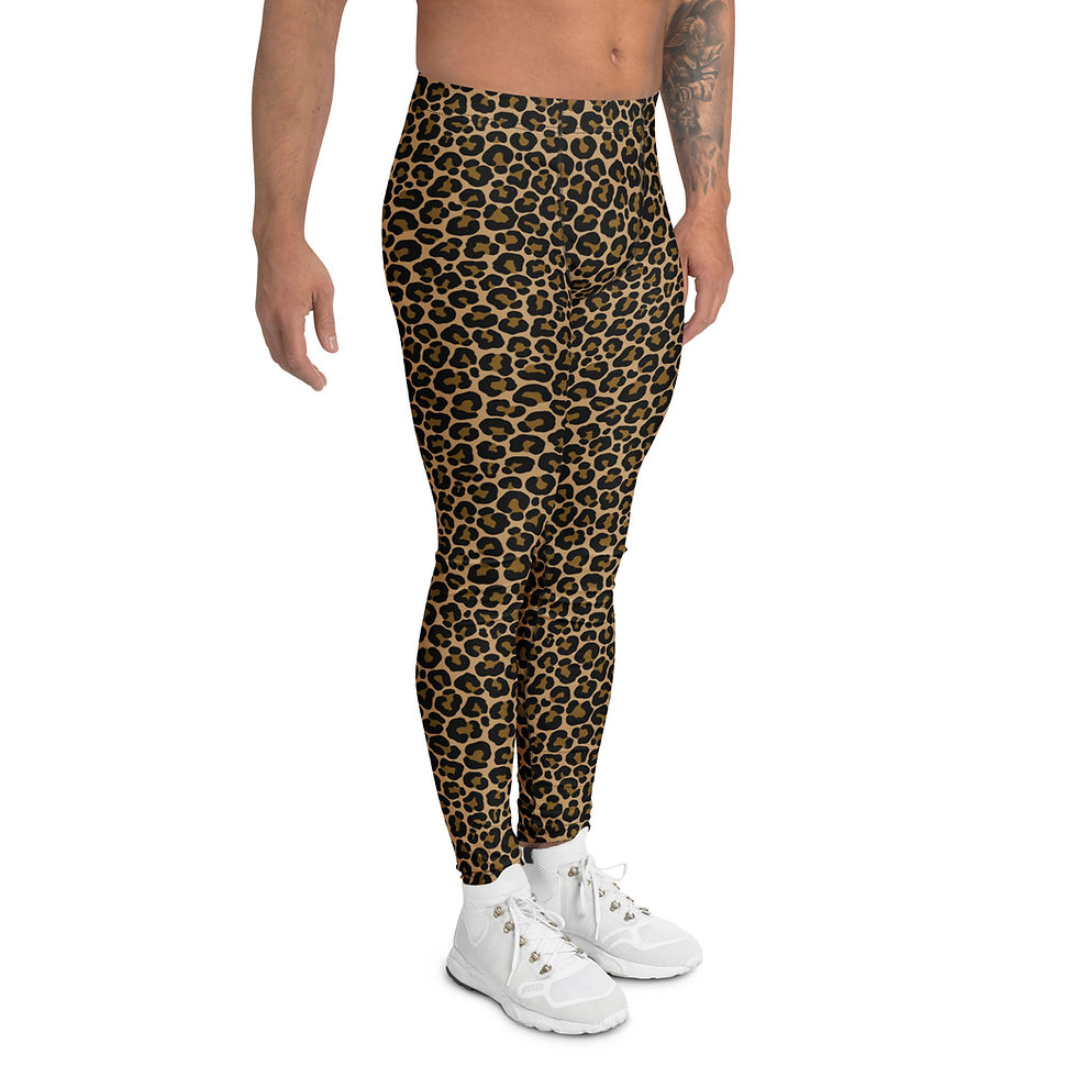 Thumbnail: Buy online Comfortable Men's Leggings Bold Leopard Print. Stand out in bold designs perfect for workouts or lounging.