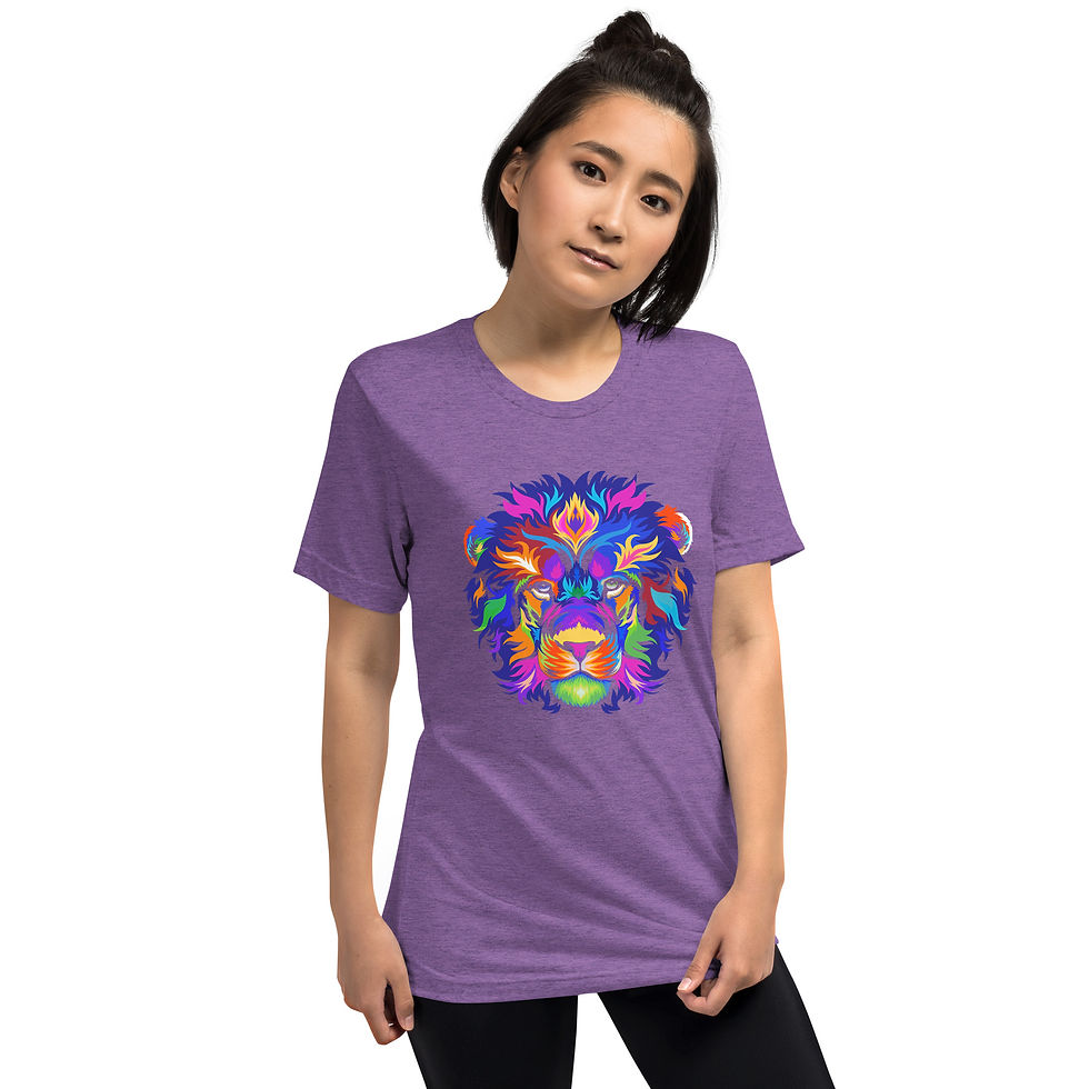 Thumbnail: Buy Colorful Rainbow Lion Illustration T-Shirt best price in United States on Sale Online!