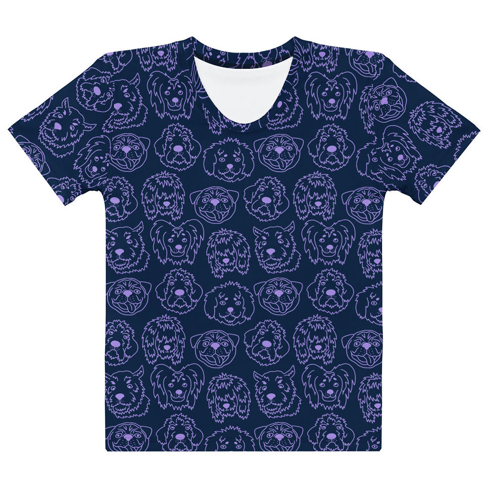 Thumbnail: Purchase online Funny Heads of Dog Breeds Women's T-Shirt Soft fabric, unique design, and ideal for any dog lover's wardrobe.