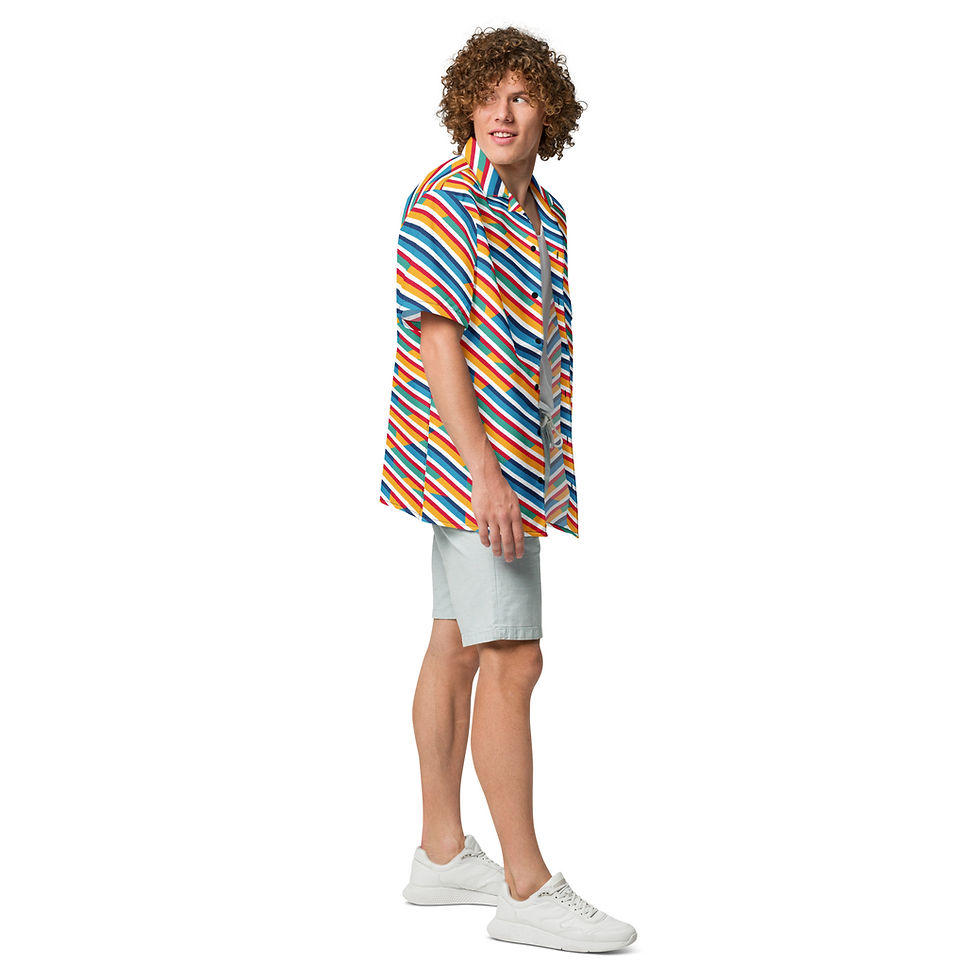 Thumbnail: Buy best Colorful Diagonal Stripes Unisex Button Shirt. Eye-catching, versatile, and designed for everyone. Get yours today!
