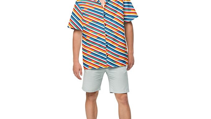 Colorful Diagonal Stripes Unisex Button Shirt