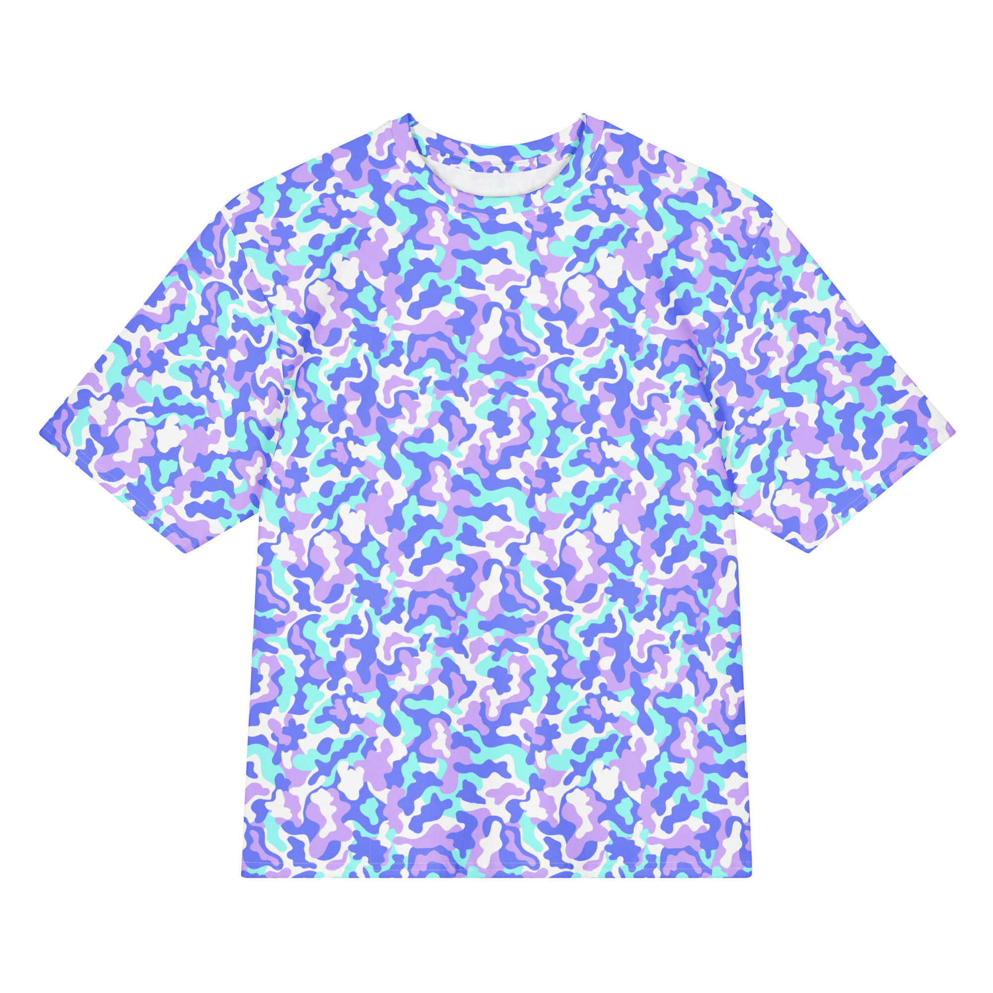 Buy online Colorful Camouflage Oversized Cotton T-Shirt. Soft, stylish, and uniquely vibrant fashion for any occasion.