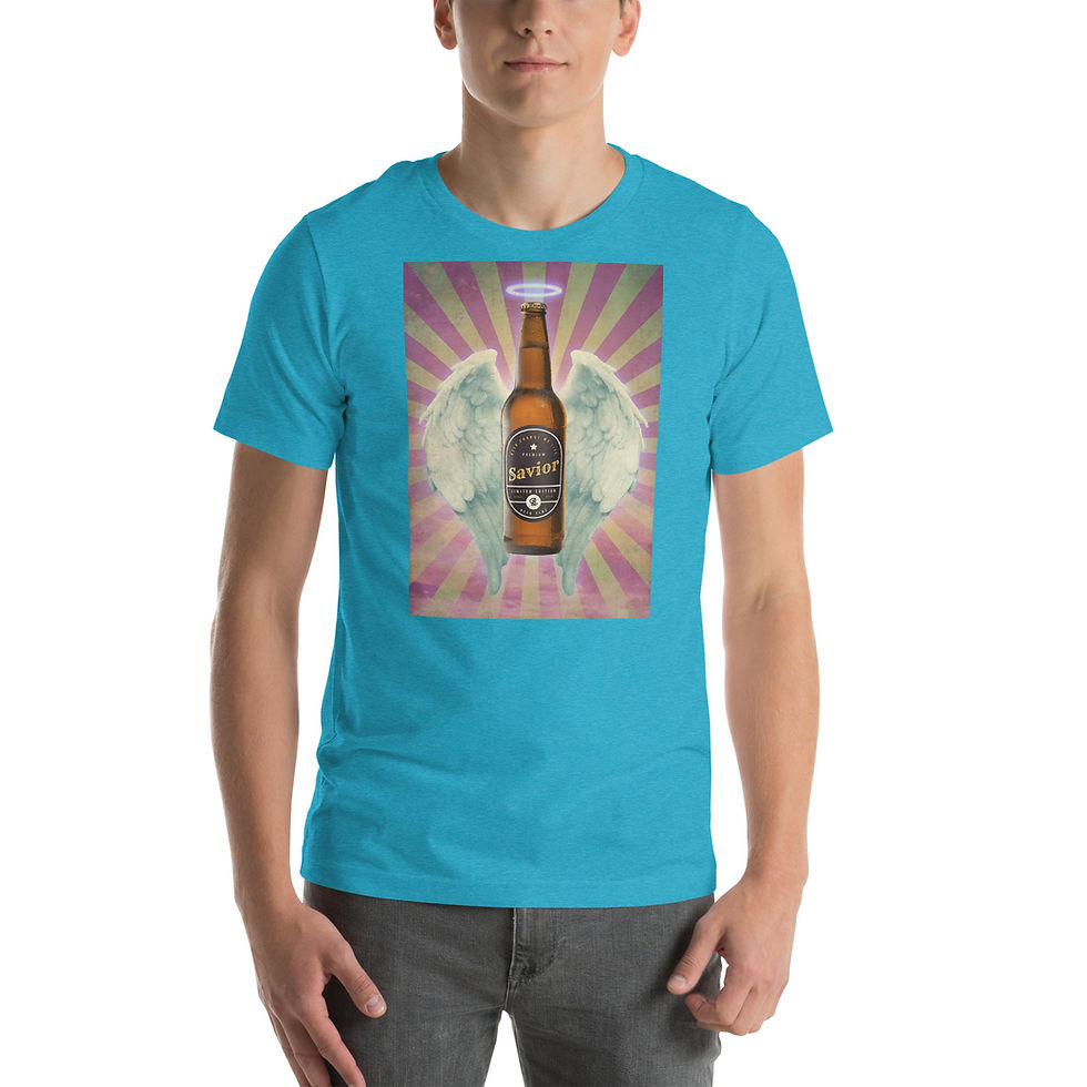 Thumbnail: Beer Bottle with Angel Wings Unisex T-Shirt. Show off your love for beer and angels with our unique unisex T-shirt. Shop now!