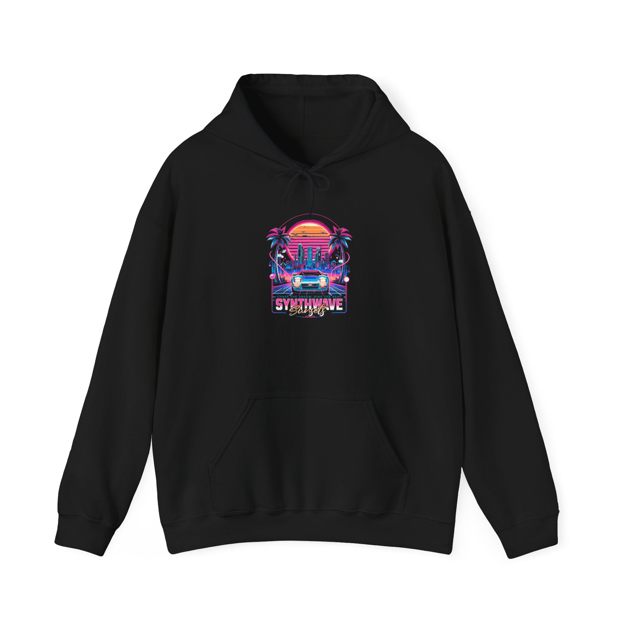 Buy Synthwave Sunsets Graphic Hoodie for Casual Wear, blending retro neon style, soft comfort, and everyday versatility.