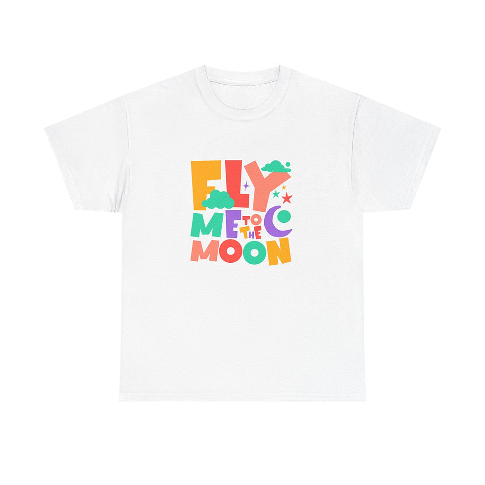 Buy Fly Me to the Moon Colorful Typography T-Shirt Casual Wear, a bright graphic tee made for casual comfort.