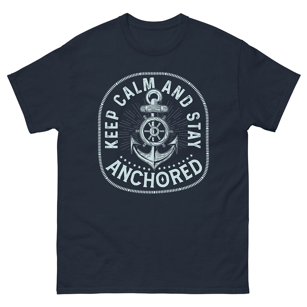 Thumbnail: Shop Keep Calm and Stay Anchored Typography T-Shirt! Stand out with quality design and motivational flair. Order yours today.